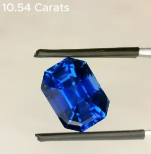 10.54 Carat GRS Cushion Step Cut Vivid / Royal Blue Natural Sapphire