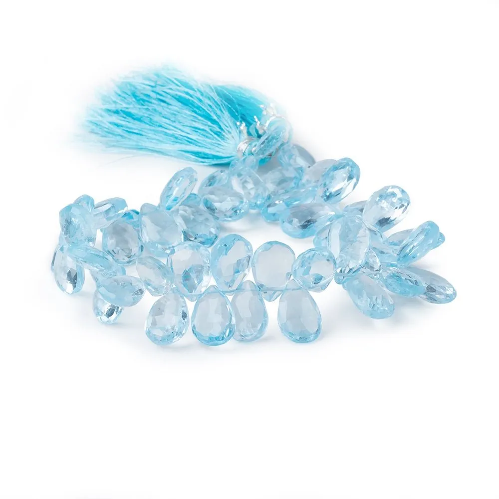 10x7-13x8mm Sky Blue Topaz Faceted Pear Beads 8 inch 48 pieces AAA