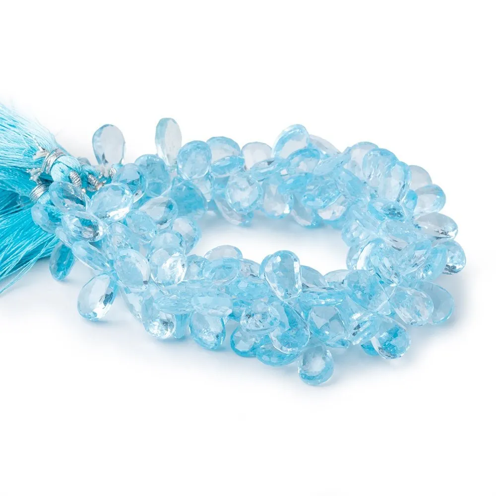 10x7-13x8mm Sky Blue Topaz Faceted Pear Beads 8 inch 48 pieces AAA