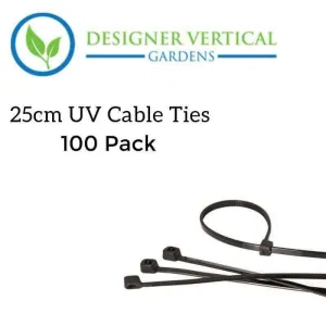 25cm UV Cable ties (wire, mesh or surfaces with holes) - 100 Pack