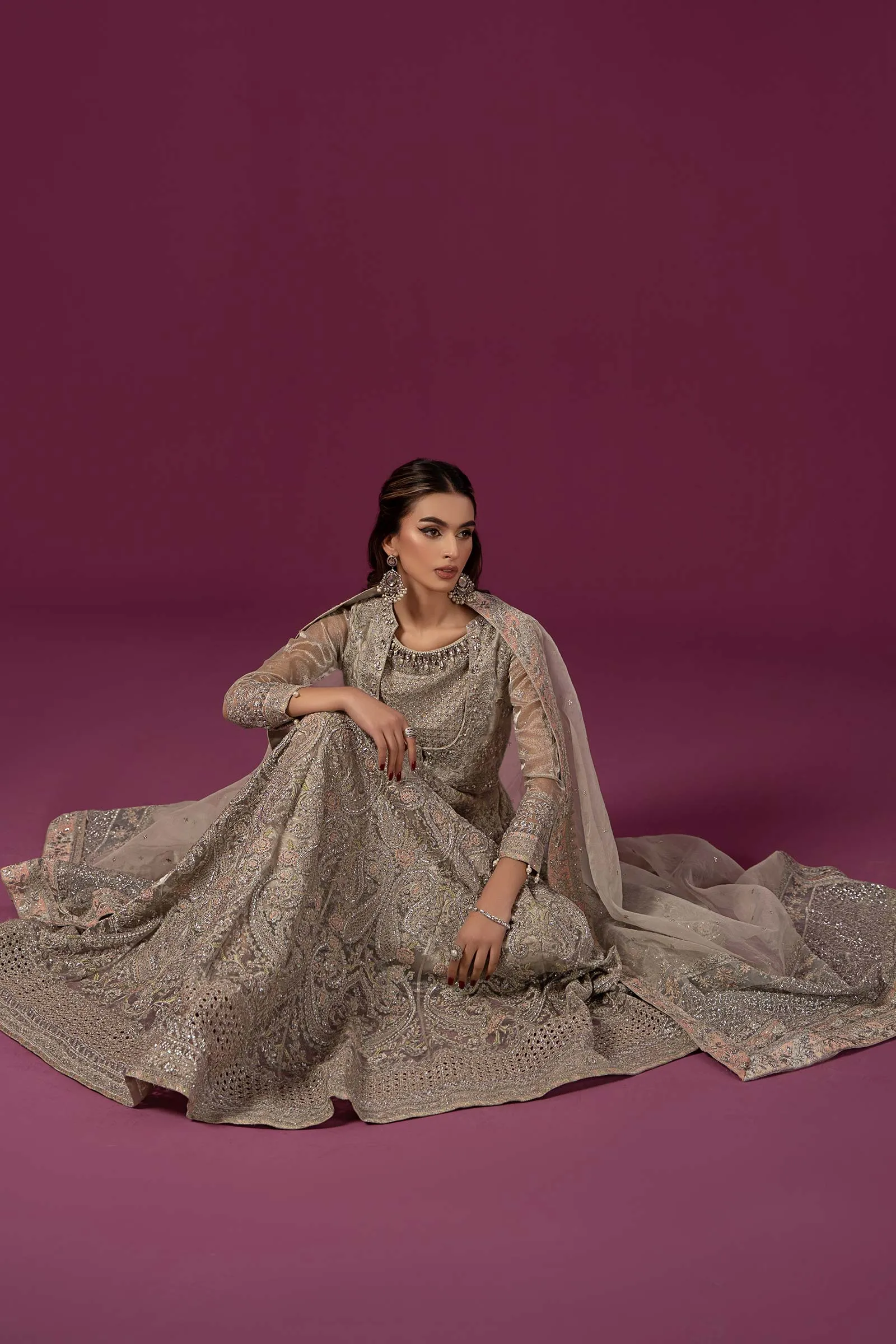 3 Piece Embroidered Net Suit | SF-EF24-25