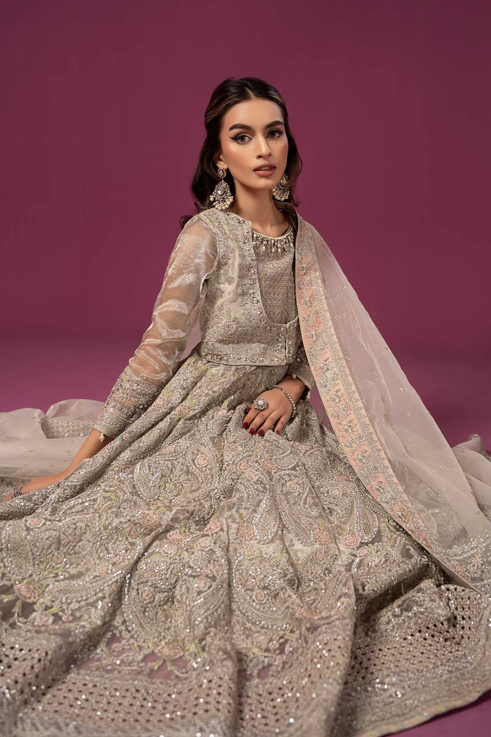 3 Piece Embroidered Net Suit | SF-EF24-25