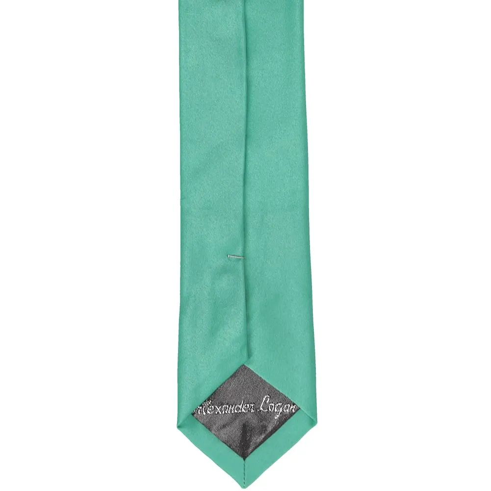 Aquamarine Skinny Solid Color Necktie, 2" Width