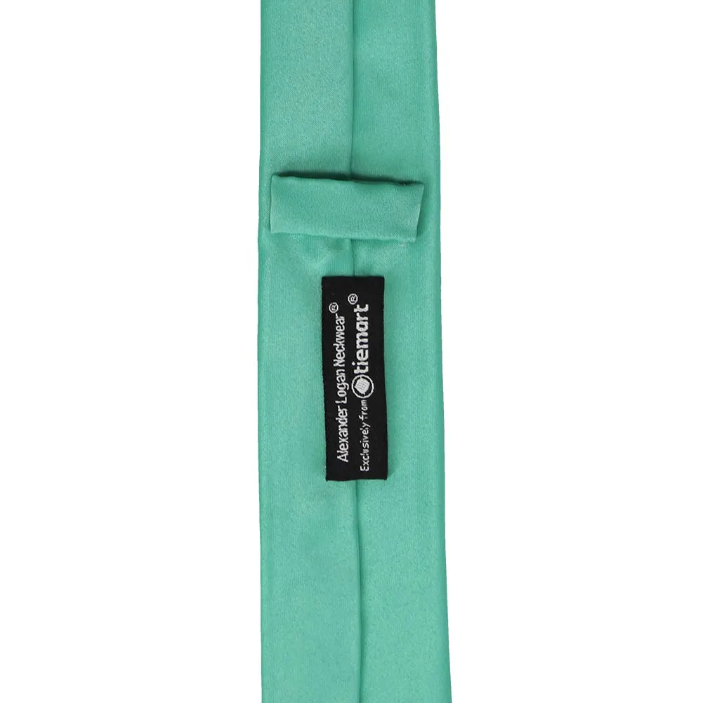 Aquamarine Skinny Solid Color Necktie, 2" Width