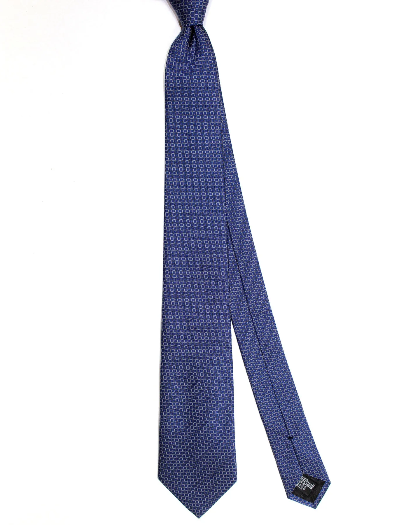 Armani Silk Tie Lapis Blue Gray-Silver Micro Pattern SALE