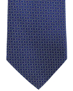 Armani Silk Tie Lapis Blue Gray-Silver Micro Pattern SALE