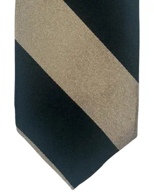 Barba Sevenfold Tie Black Taupe Stripes Design - Sartorial Neckwear
