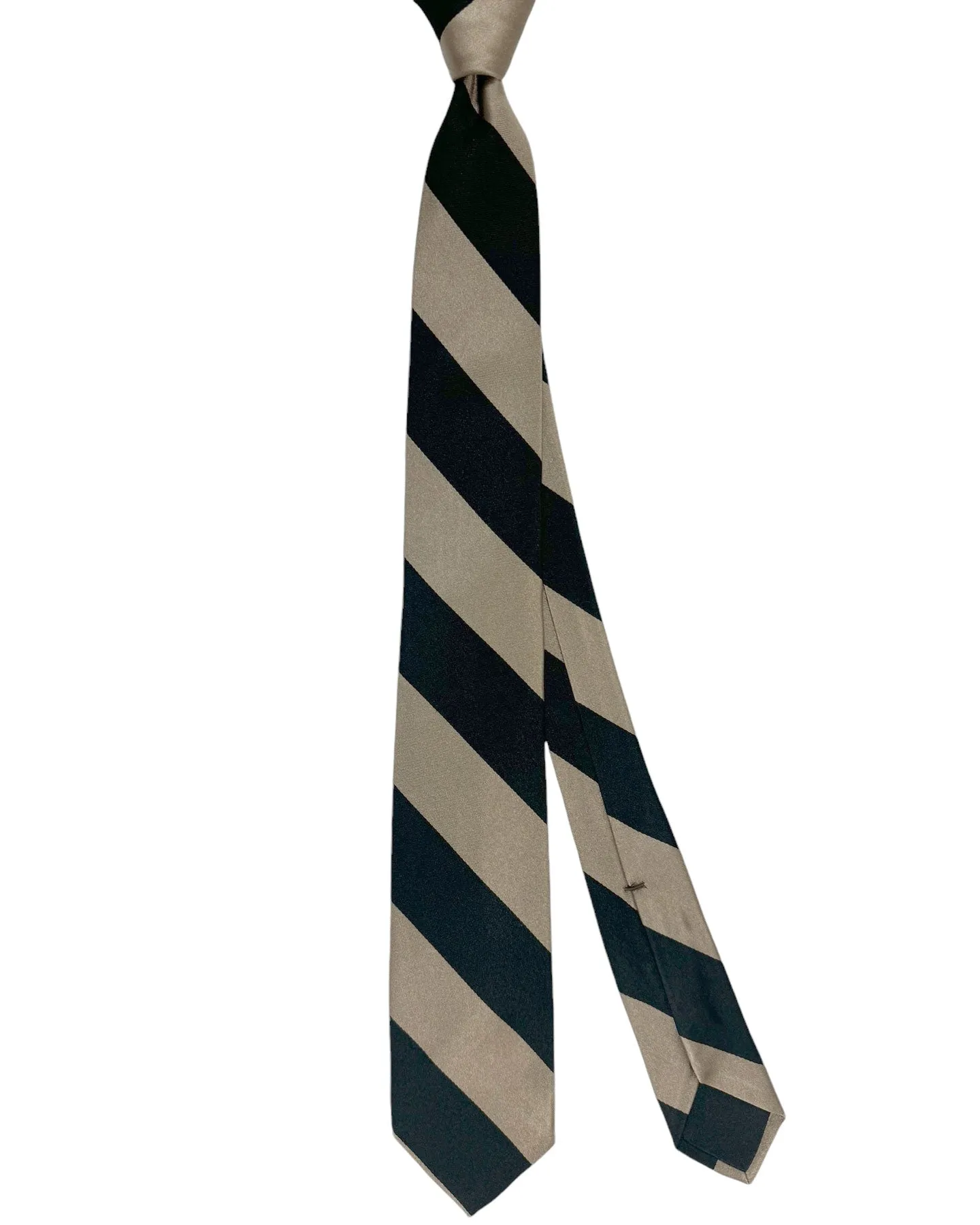 Barba Sevenfold Tie Black Taupe Stripes Design - Sartorial Neckwear