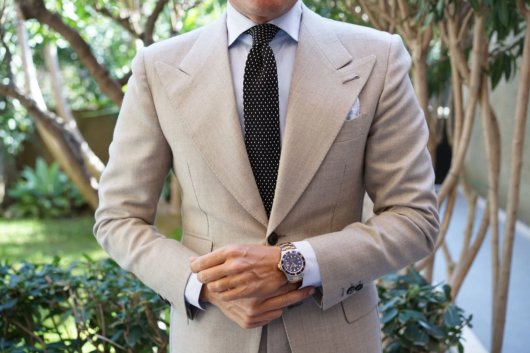 Black & White Pattern Knitted Tie