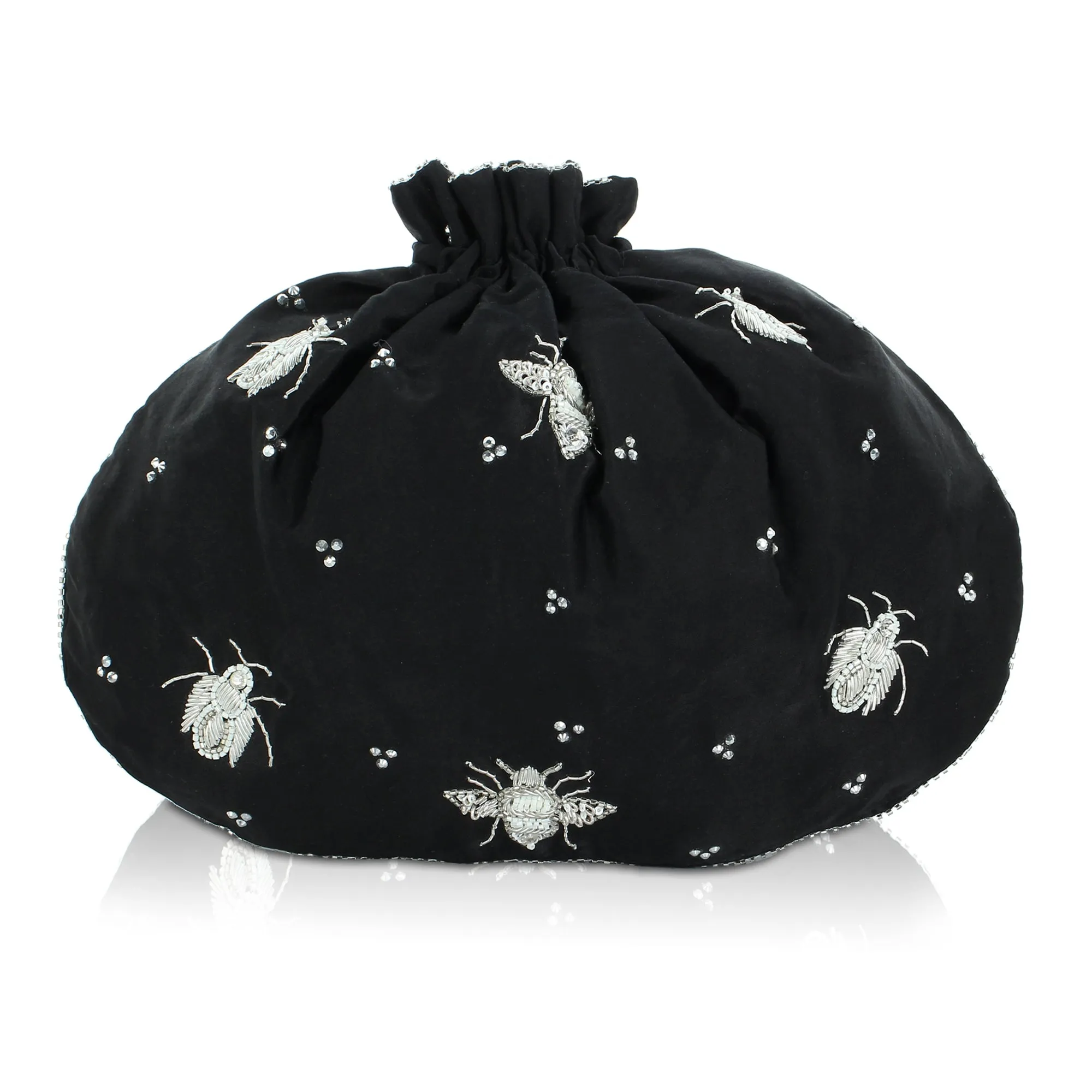 Black Potli Bag hand embroidered with exquisite butterflies