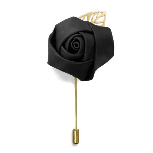 Black Premium Flower Lapel Pin