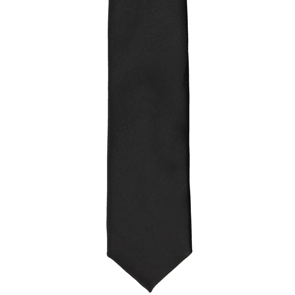 Black Premium Skinny Necktie, 2" Width
