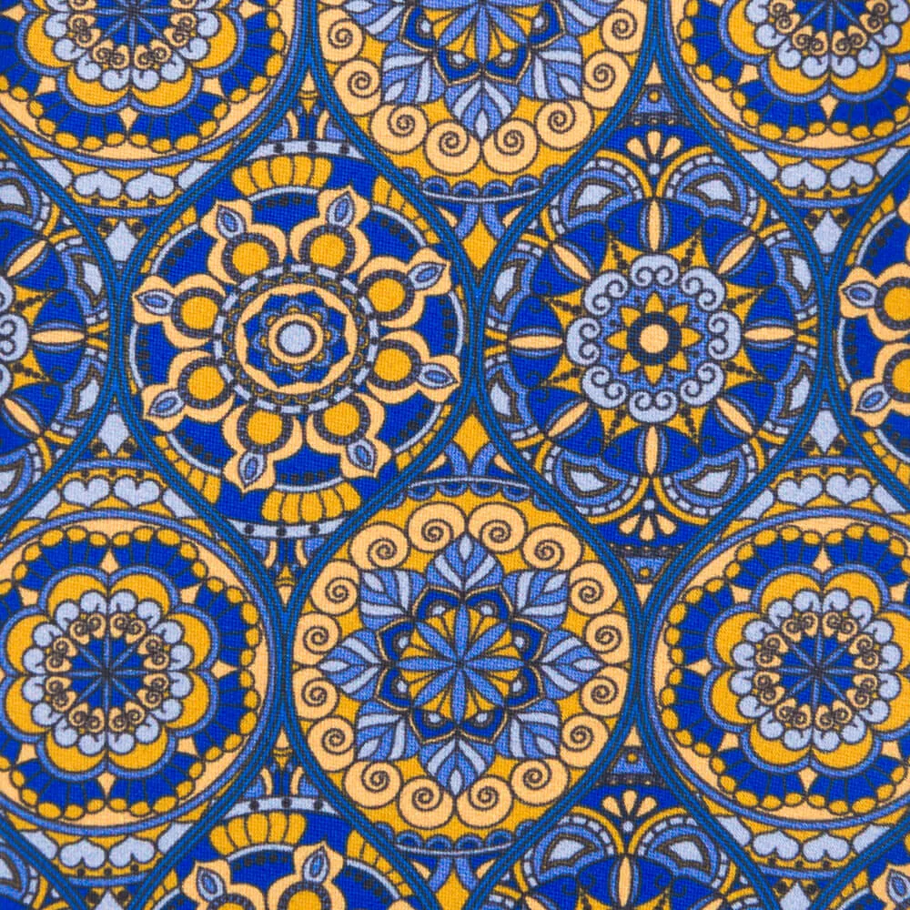 Blue and Yellow Chartres Cathedral Duchesse Silk Tie
