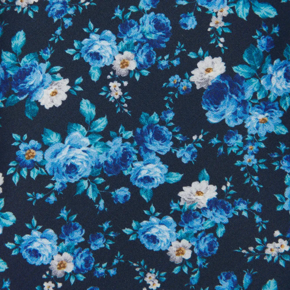 Blue Floral Garden Duchesse Silk Tie