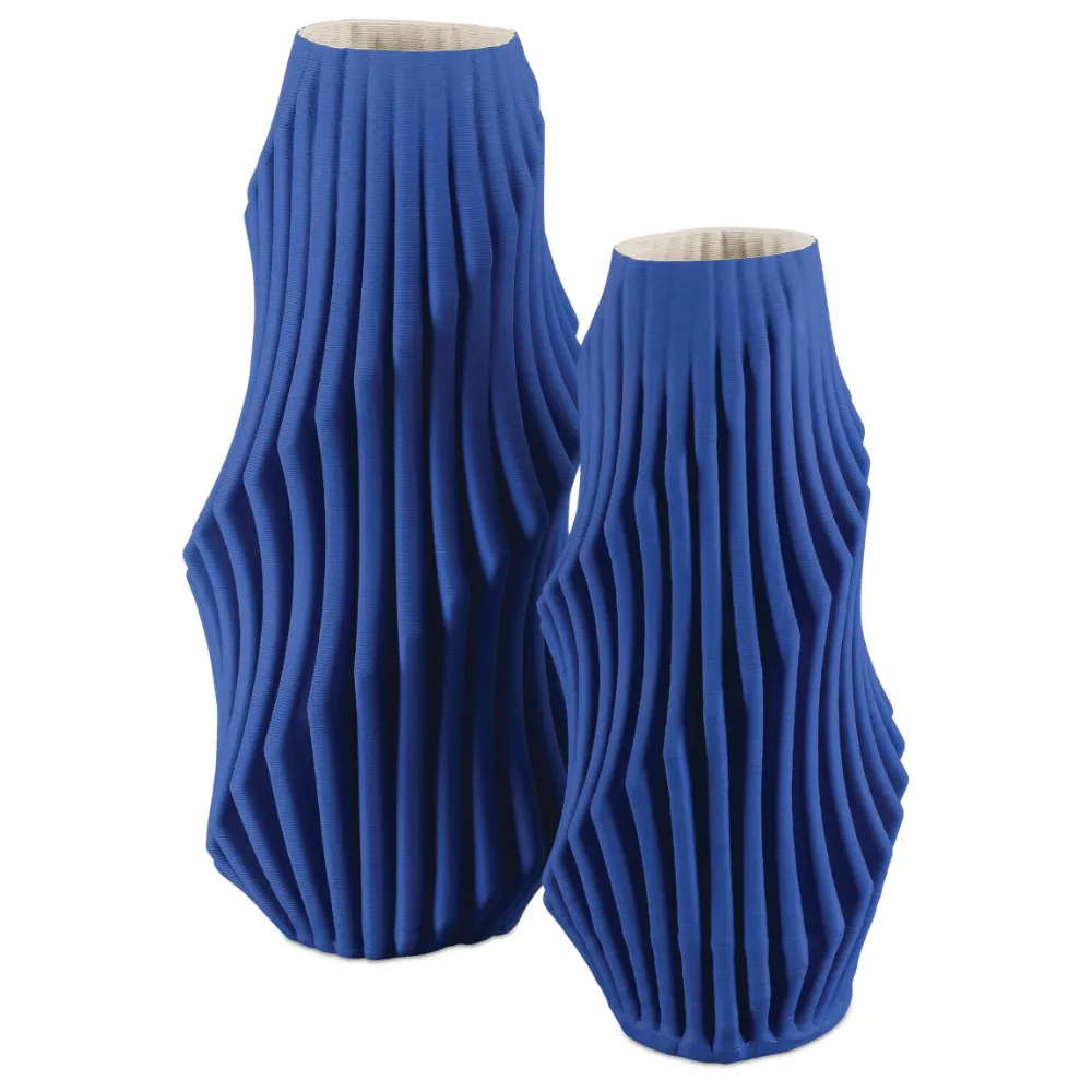 Blue Pleat Vase