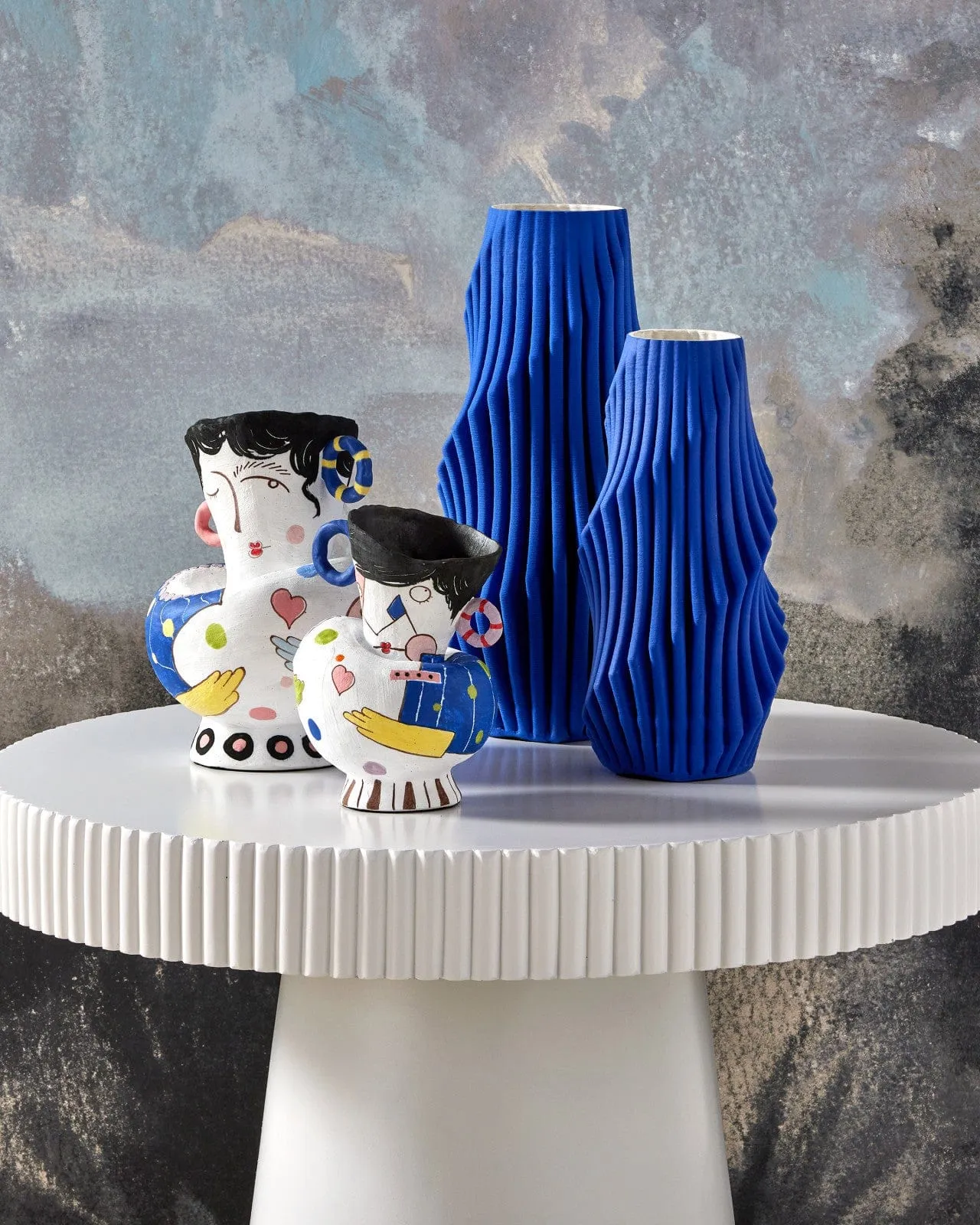 Blue Pleat Vase