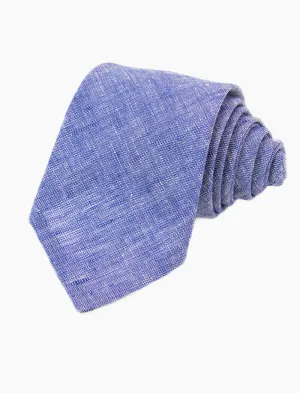 Blue Solid Linen Tie