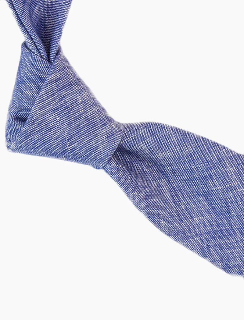 Blue Solid Linen Tie