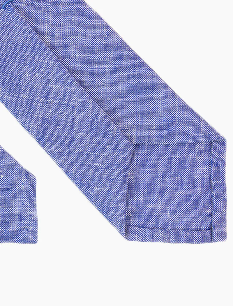 Blue Solid Linen Tie