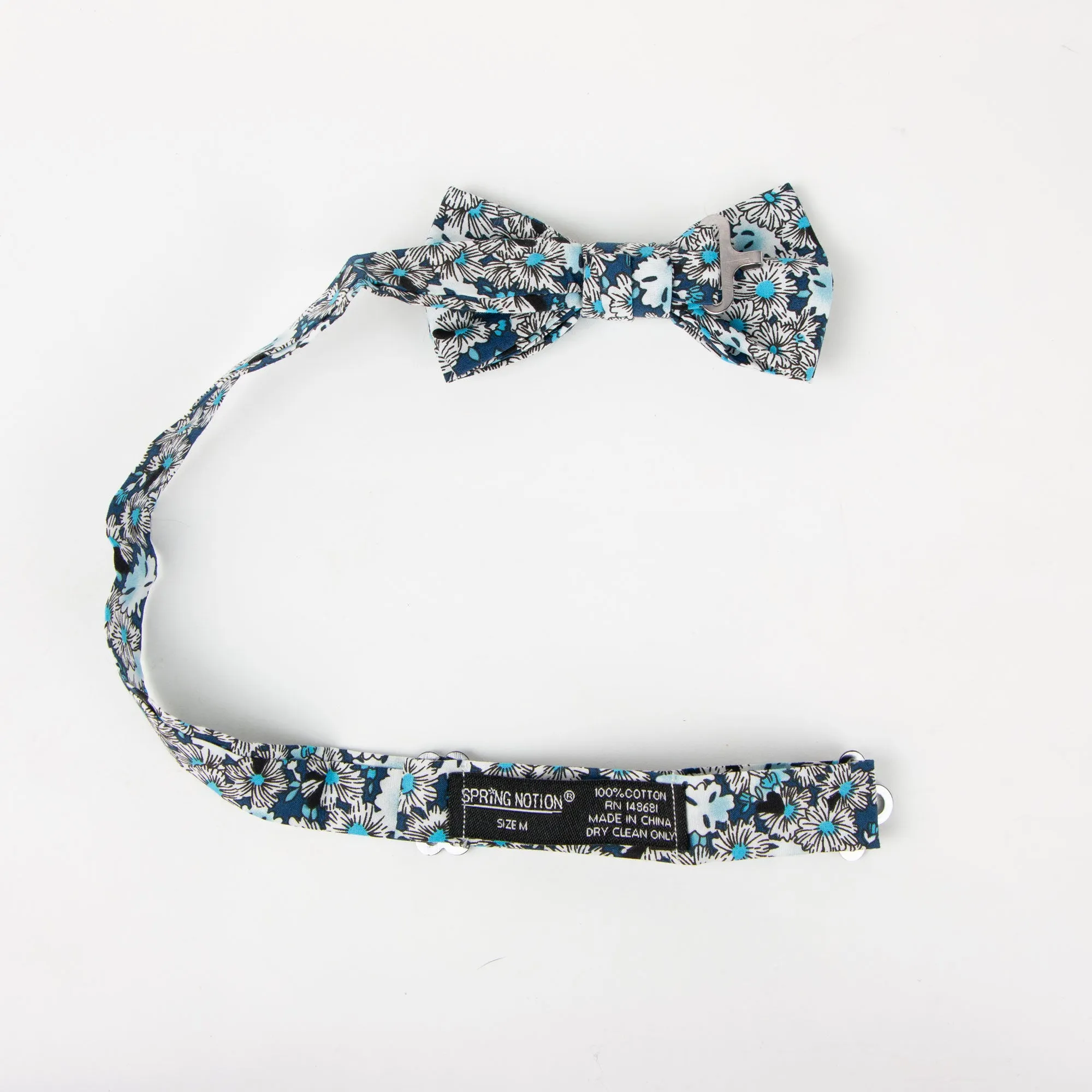 Boys' Cotton Floral Pre-tied Bow Tie, Blue (Color F58)