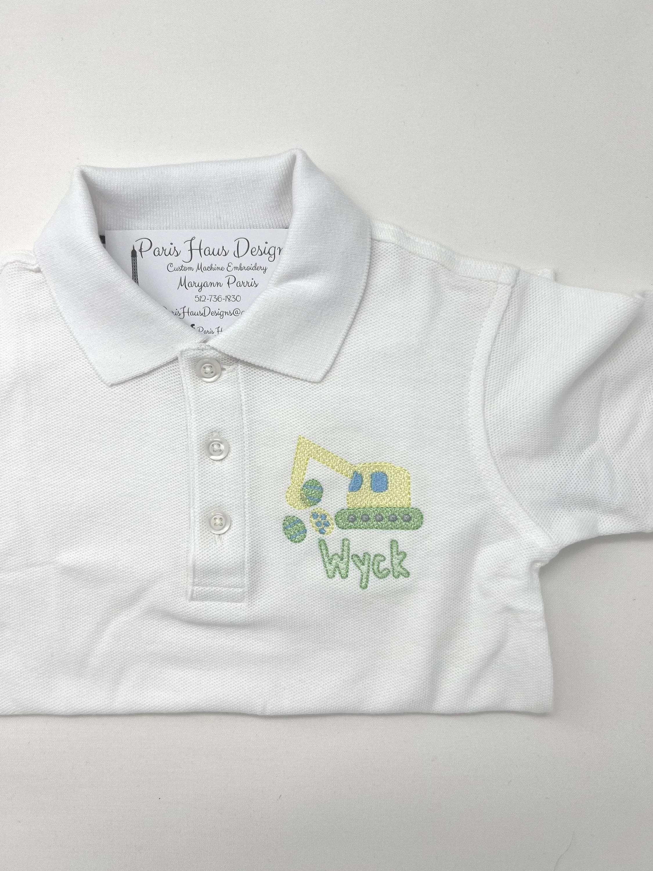 Boys Easter Excavator Monogram Polo Design