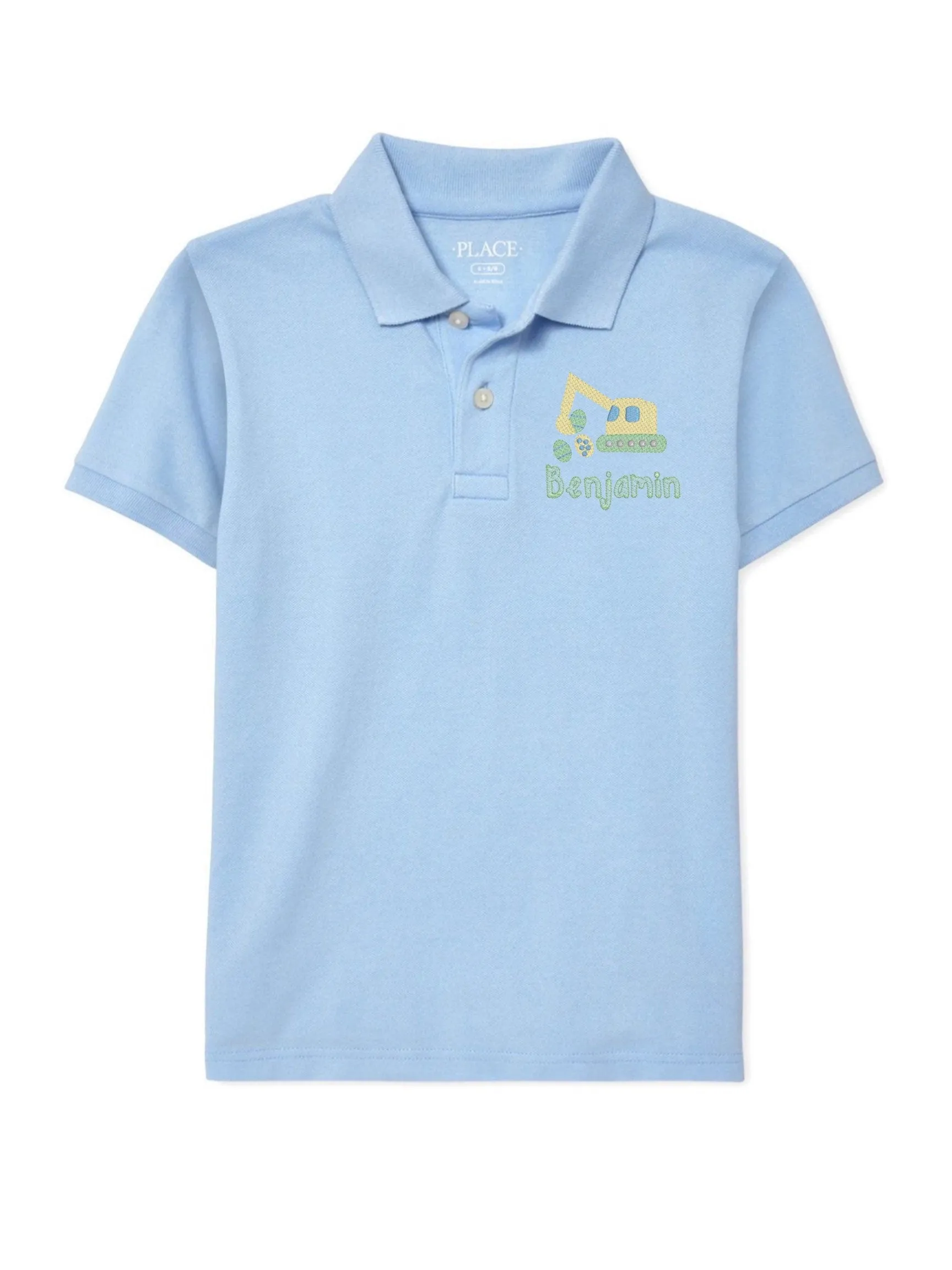 Boys Easter Excavator Monogram Polo Design