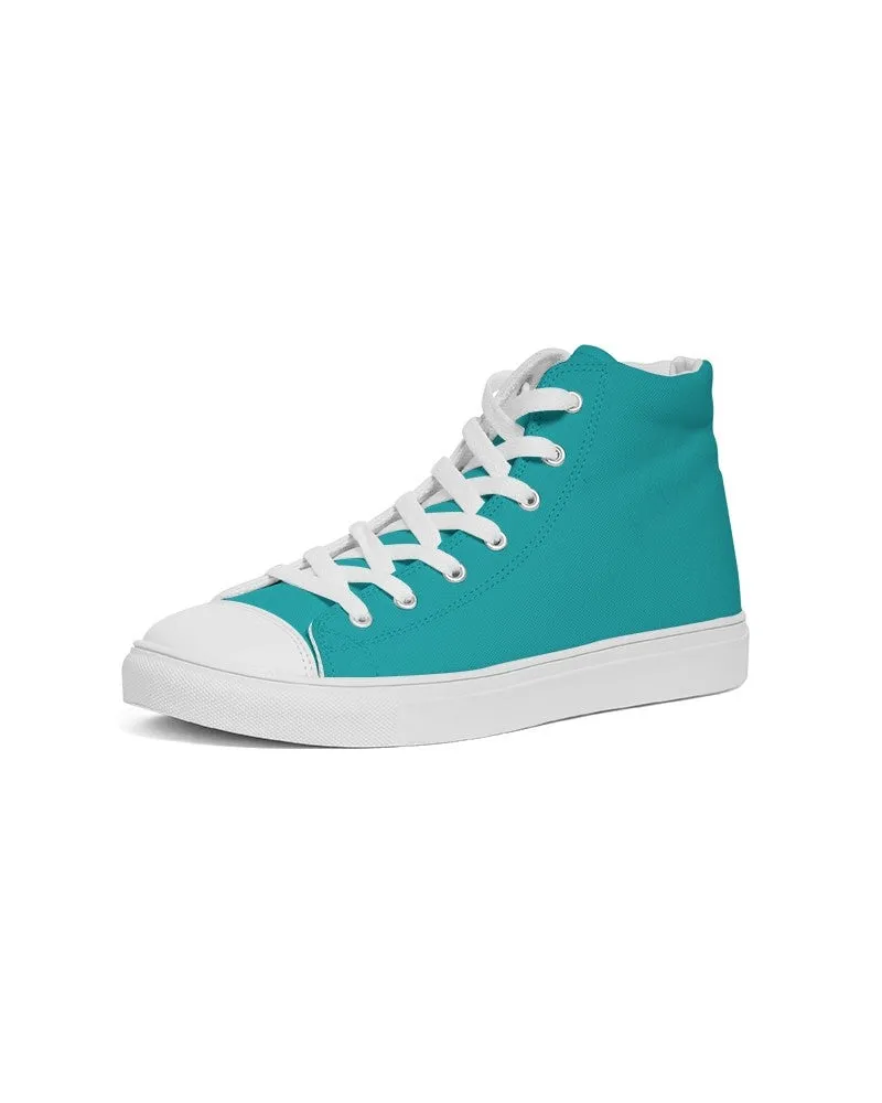 Bright Green Cyan Women's High-top Canvas Sneakers | Women's | Bright Pure Green Cyan | C100M0Y38K0