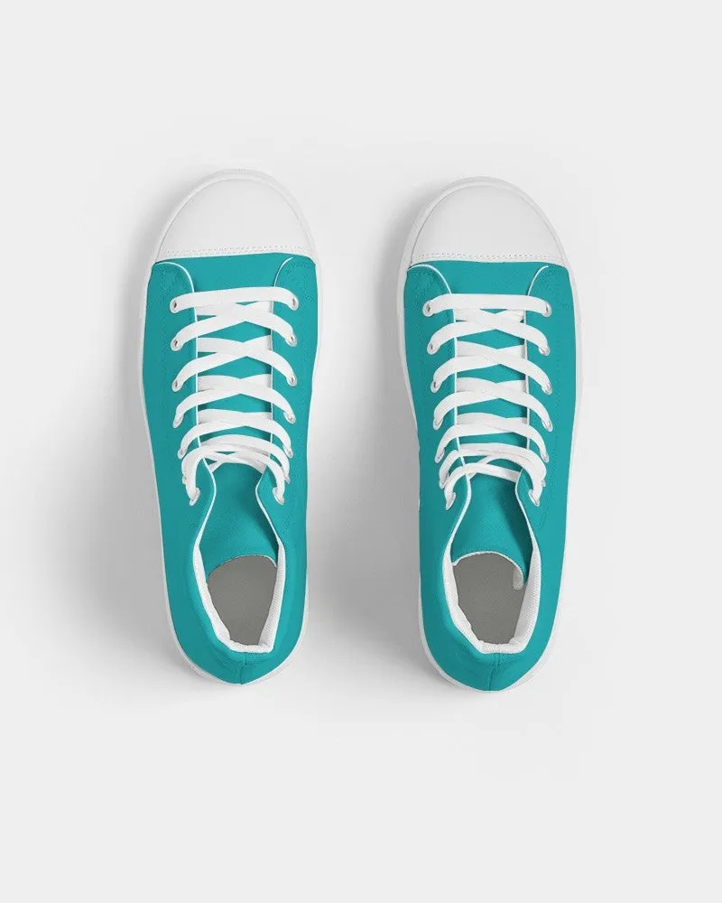 Bright Green Cyan Women's High-top Canvas Sneakers | Women's | Bright Pure Green Cyan | C100M0Y38K0