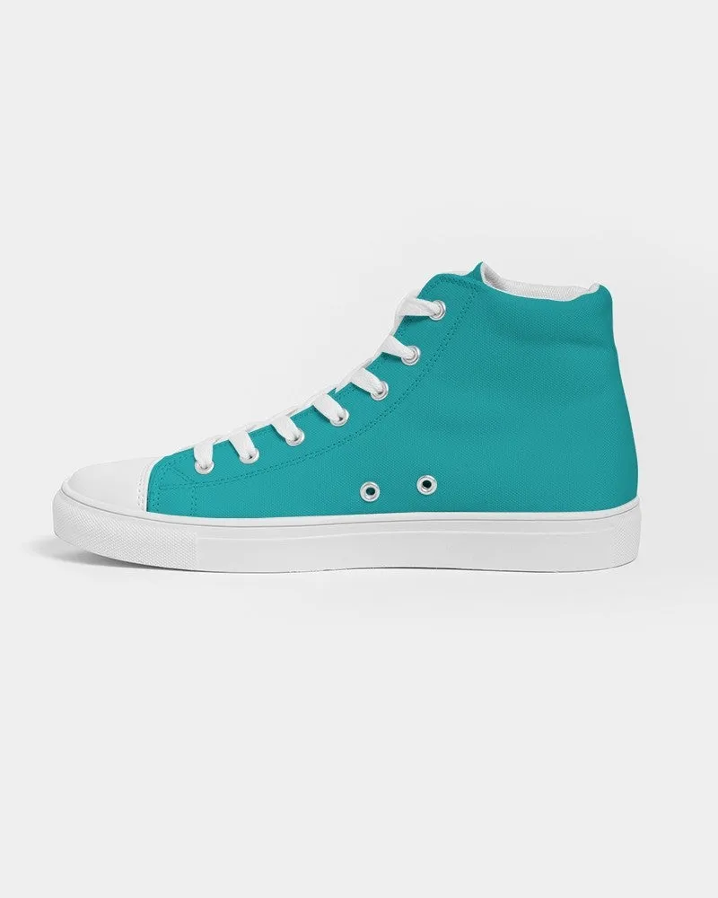 Bright Green Cyan Women's High-top Canvas Sneakers | Women's | Bright Pure Green Cyan | C100M0Y38K0