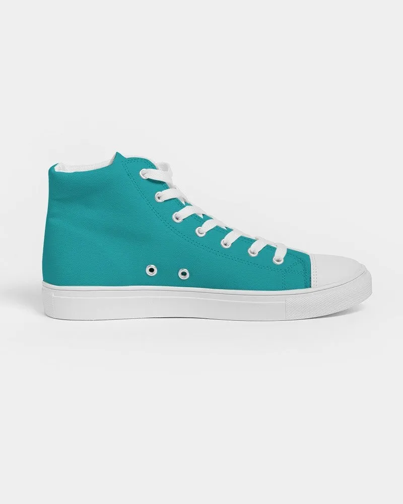 Bright Green Cyan Women's High-top Canvas Sneakers | Women's | Bright Pure Green Cyan | C100M0Y38K0