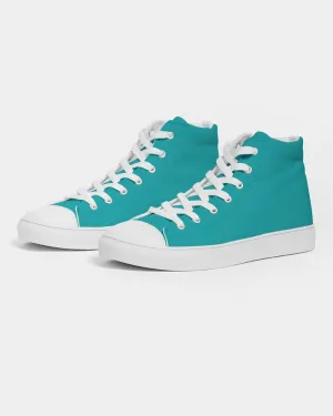 Bright Green Cyan Women's High-top Canvas Sneakers | Women's | Bright Pure Green Cyan | C100M0Y38K0
