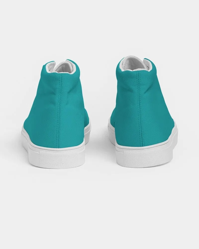 Bright Green Cyan Women's High-top Canvas Sneakers | Women's | Bright Pure Green Cyan | C100M0Y38K0