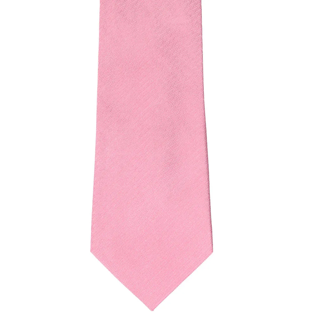 Bubblegum Pink Herringbone Silk Necktie