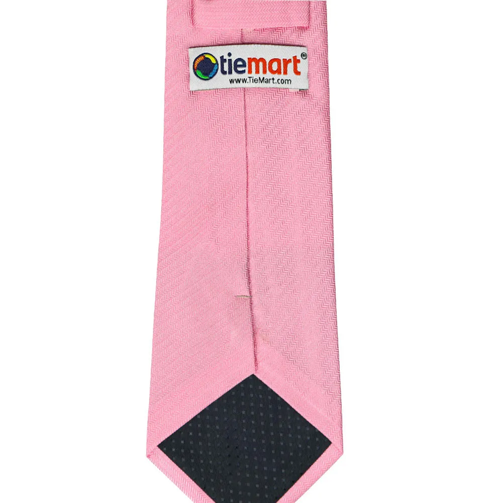 Bubblegum Pink Herringbone Silk Necktie
