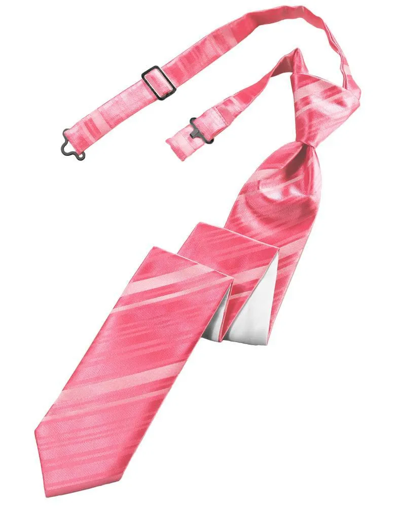 Bubblegum Striped Satin Skinny Necktie