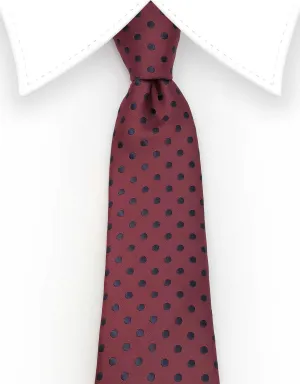 Burgundy and Black Polka Dot Extra Long 70" Necktie - 3XL
