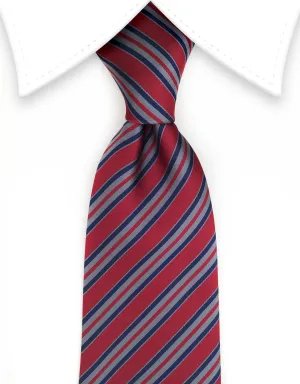 Burgundy, Blue & Gray Striped Tie