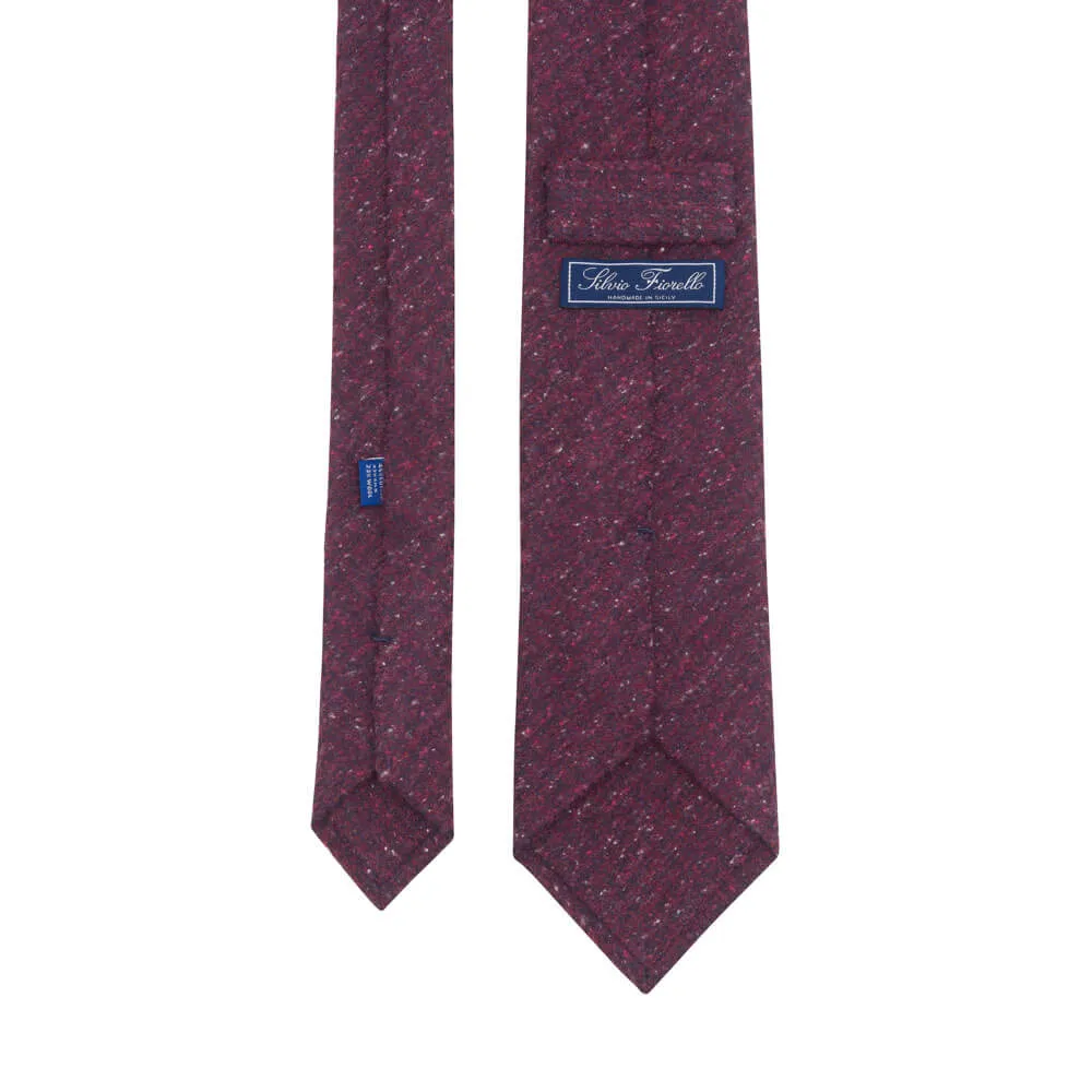 Burgundy Houndstooth Cotton Silk Wool Tie