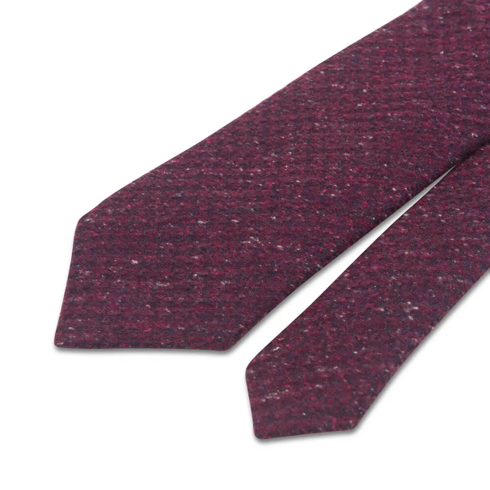 Burgundy Houndstooth Cotton Silk Wool Tie