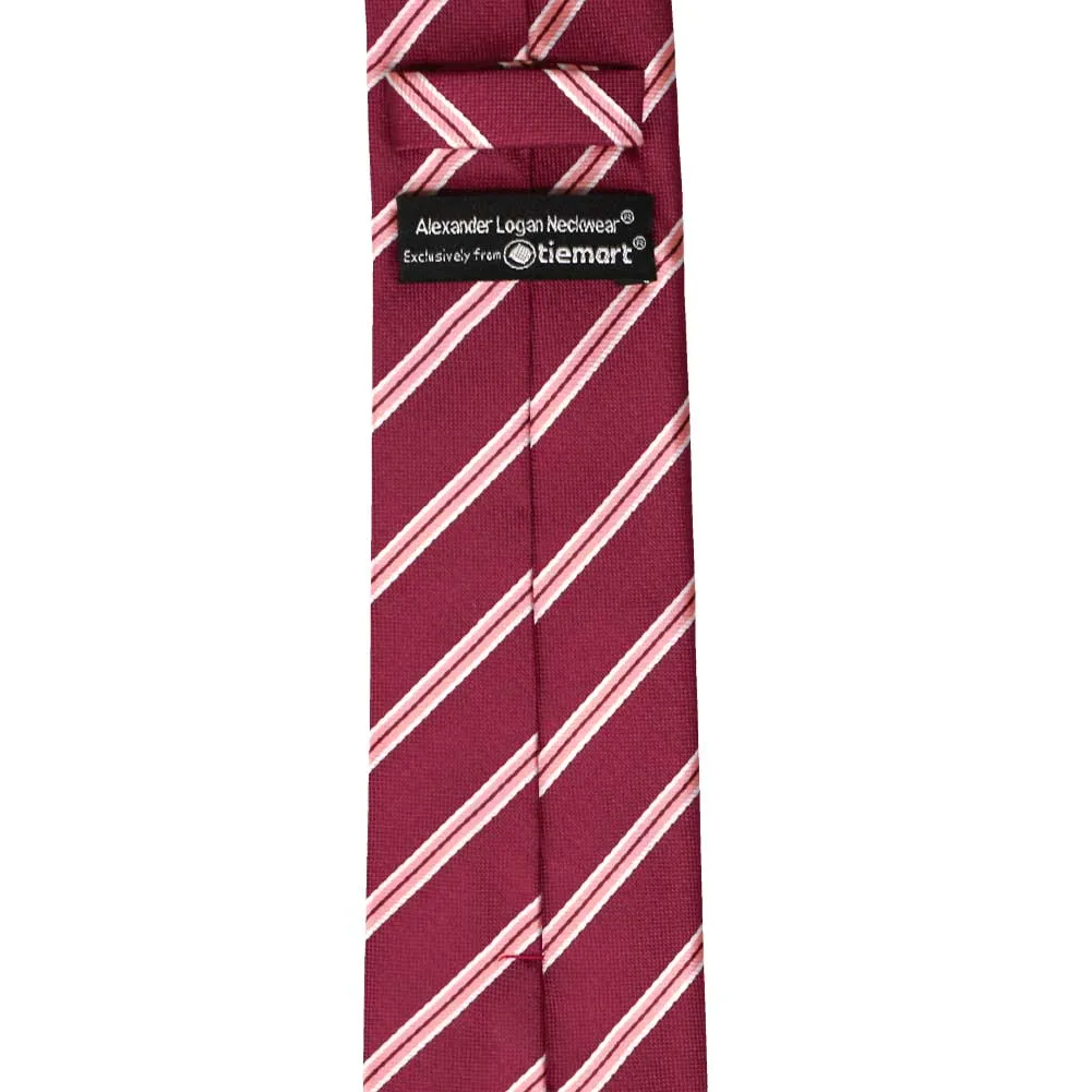 Burgundy Melvin Striped Slim Necktie, 2.5" Width