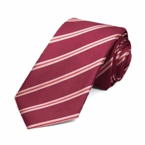 Burgundy Melvin Striped Slim Necktie, 2.5" Width