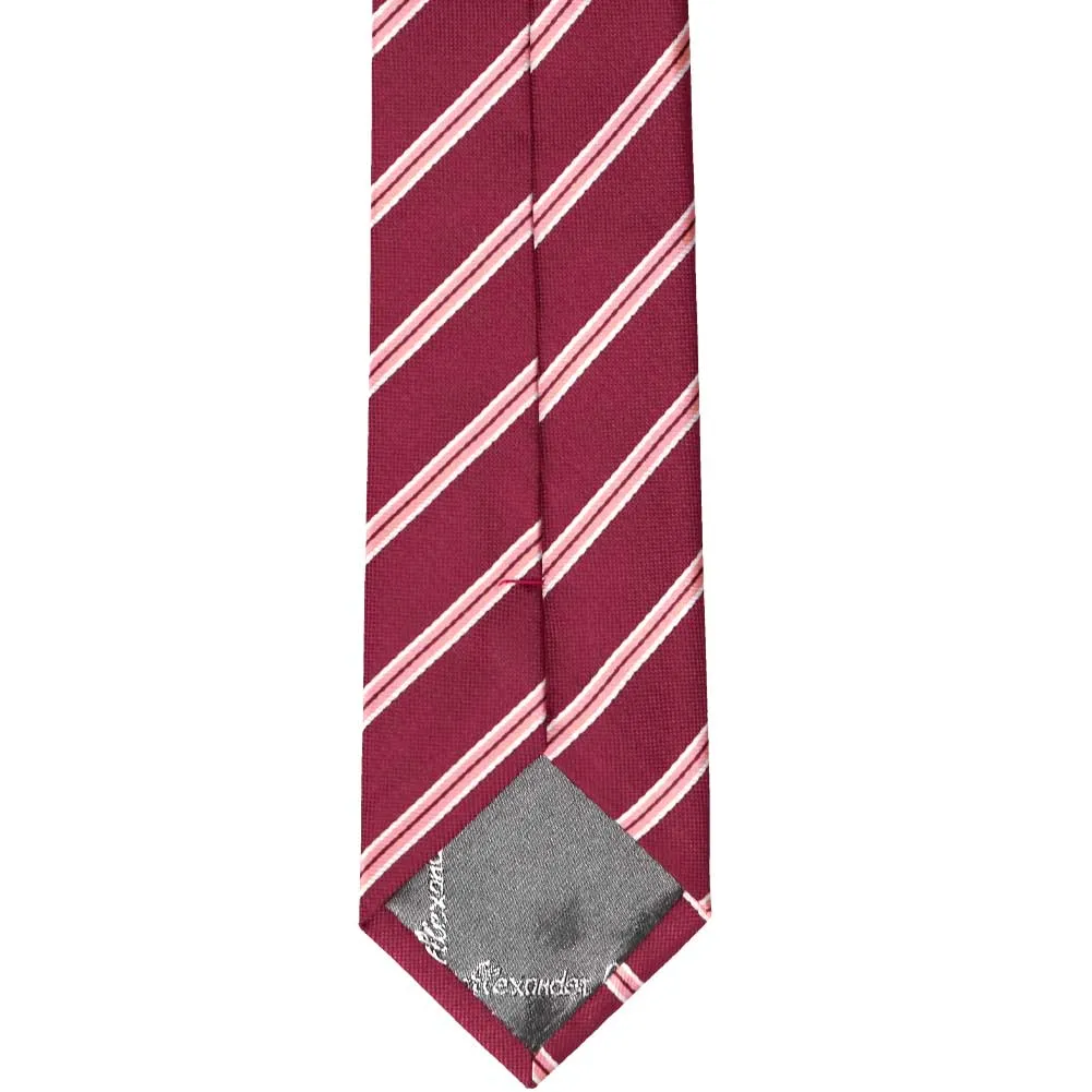 Burgundy Melvin Striped Slim Necktie, 2.5" Width