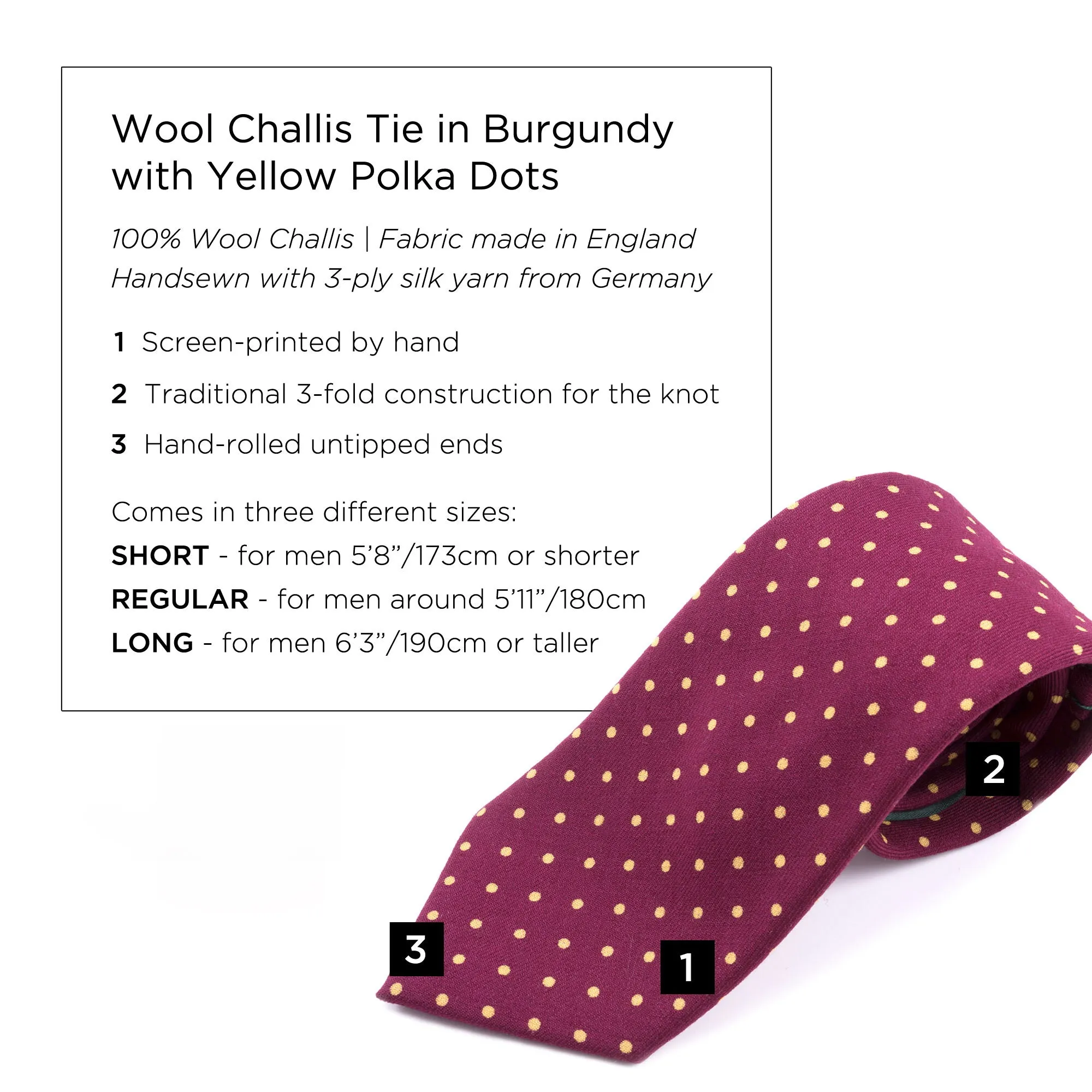 Burgundy Polka Dot Wool Challis Tie