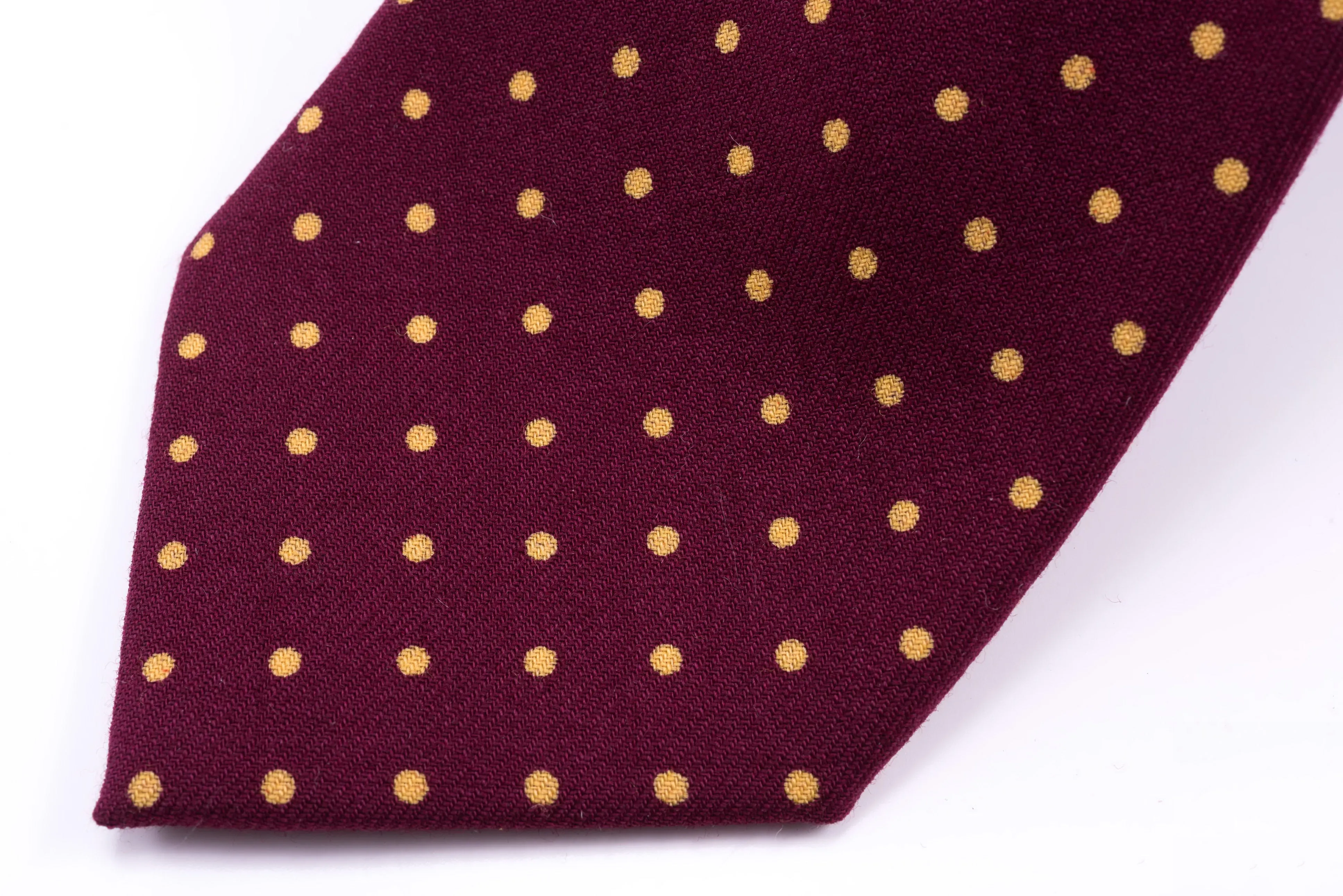 Burgundy Polka Dot Wool Challis Tie