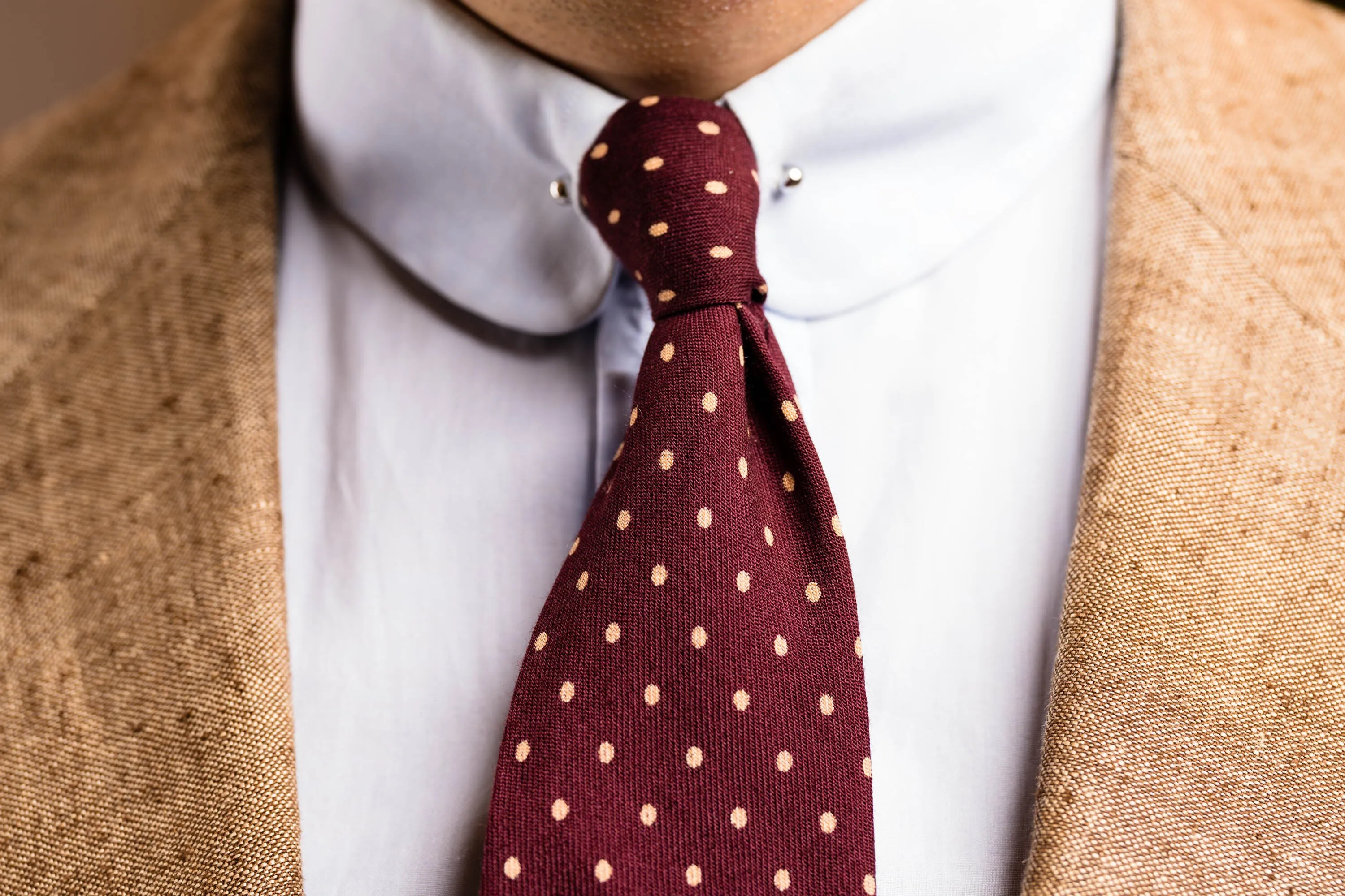 Burgundy Polka Dot Wool Challis Tie