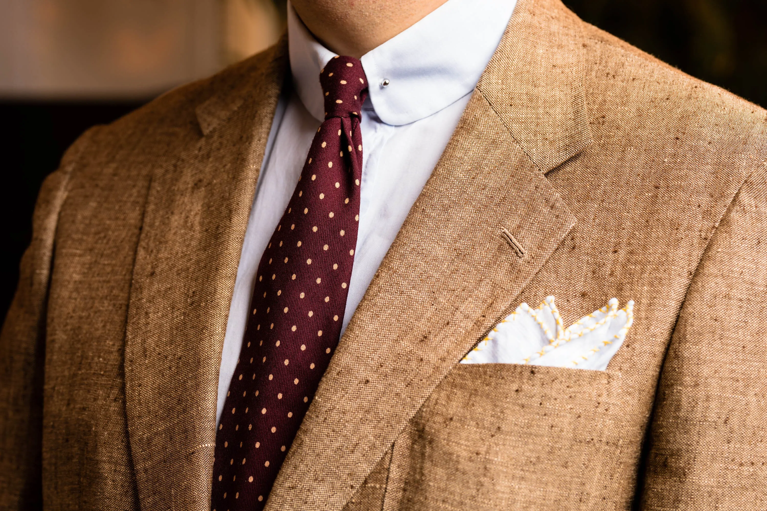 Burgundy Polka Dot Wool Challis Tie