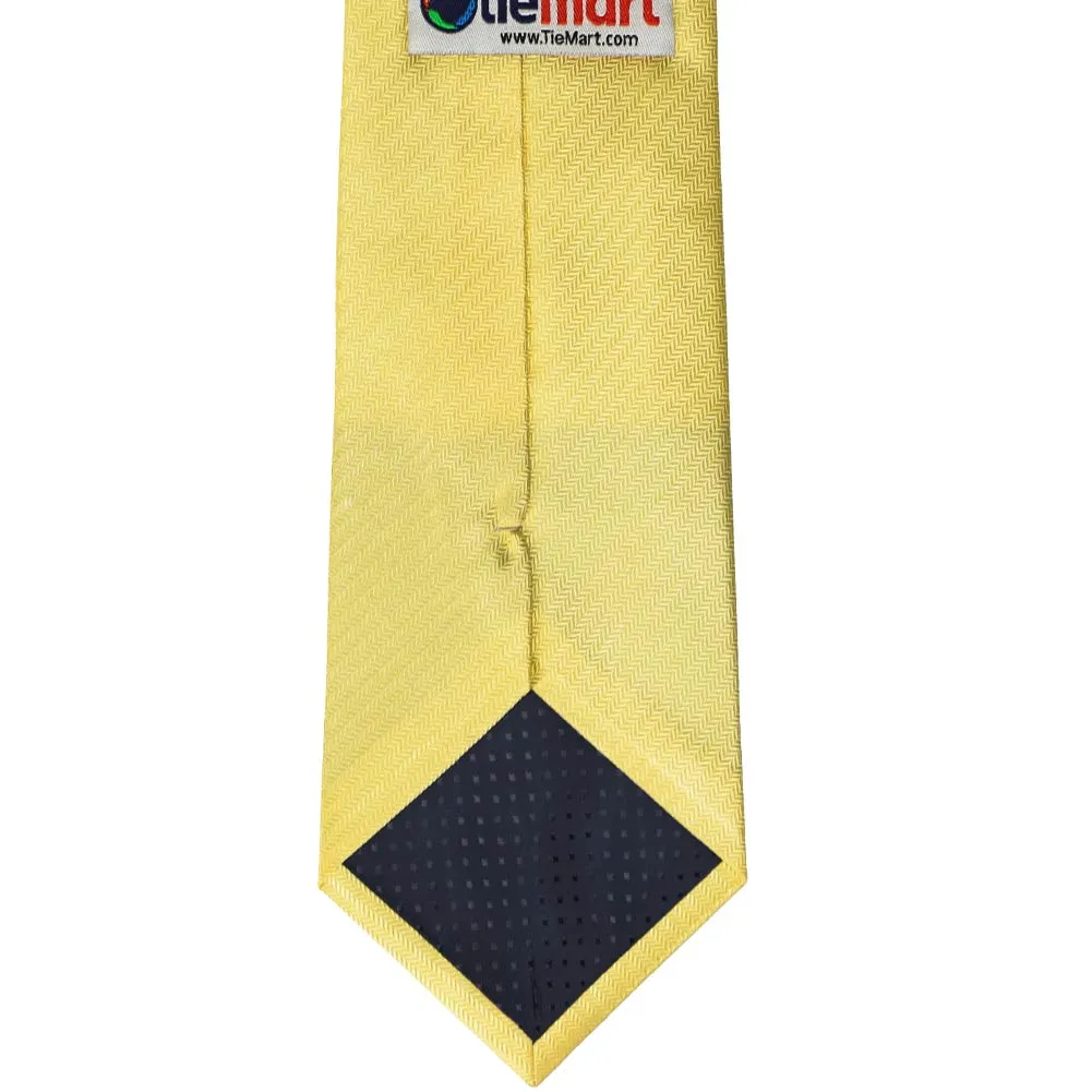 Butter Yellow Herringbone Silk Extra Long Necktie