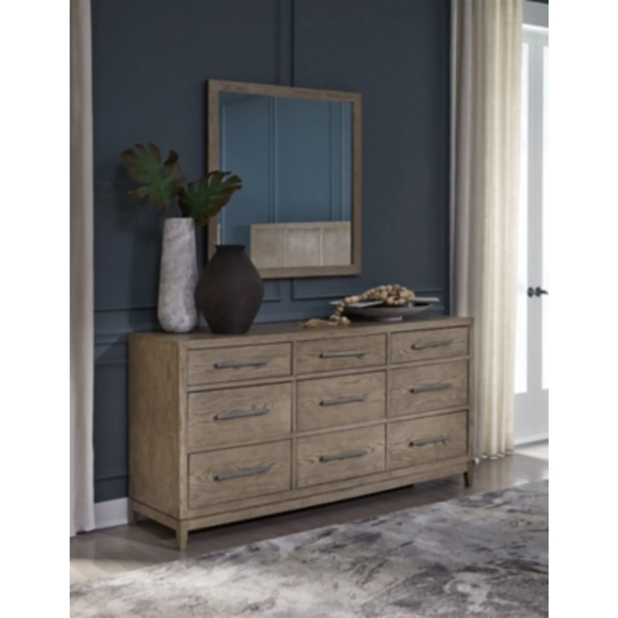 Chrestner Dresser and Mirror - Gray