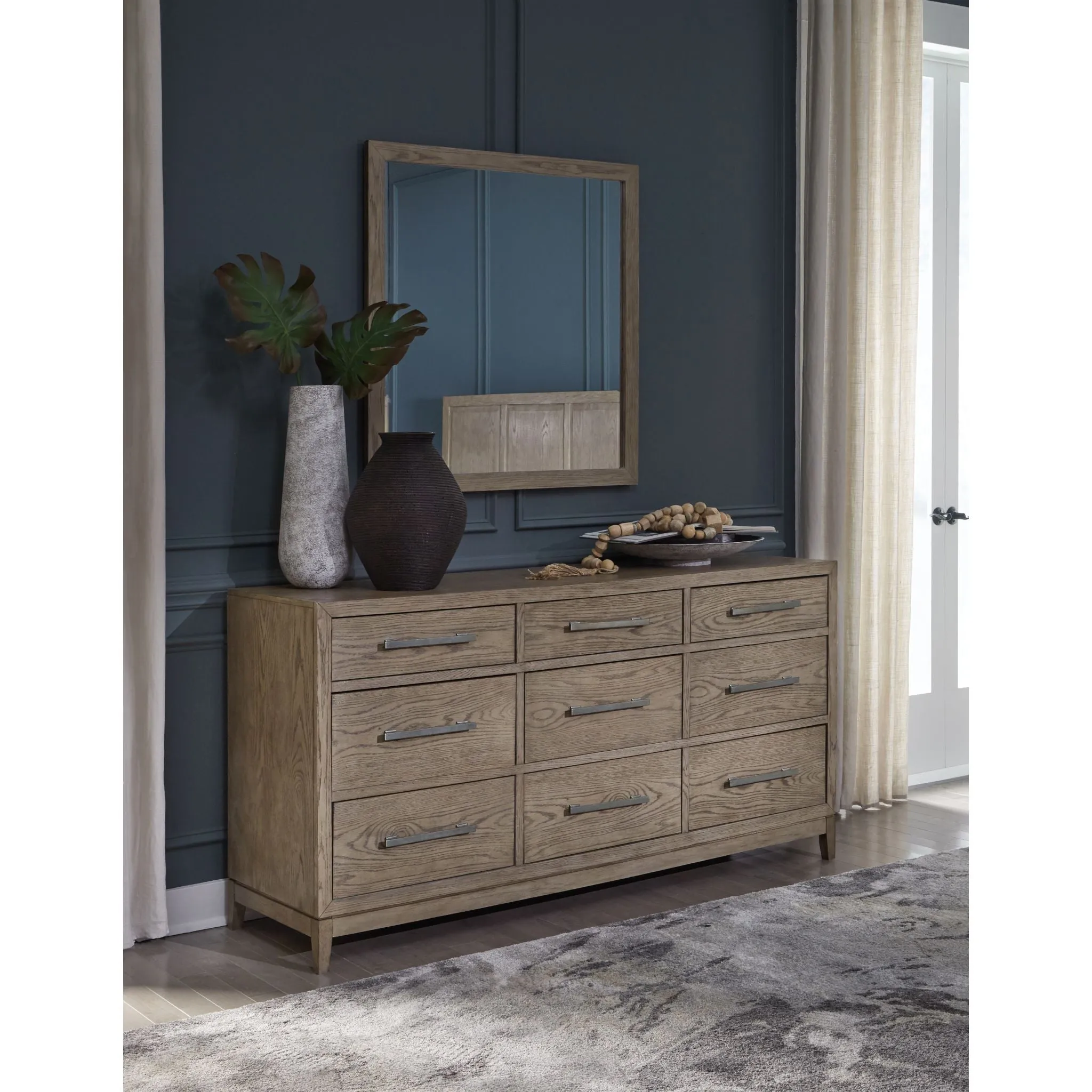 Chrestner Dresser and Mirror - Gray