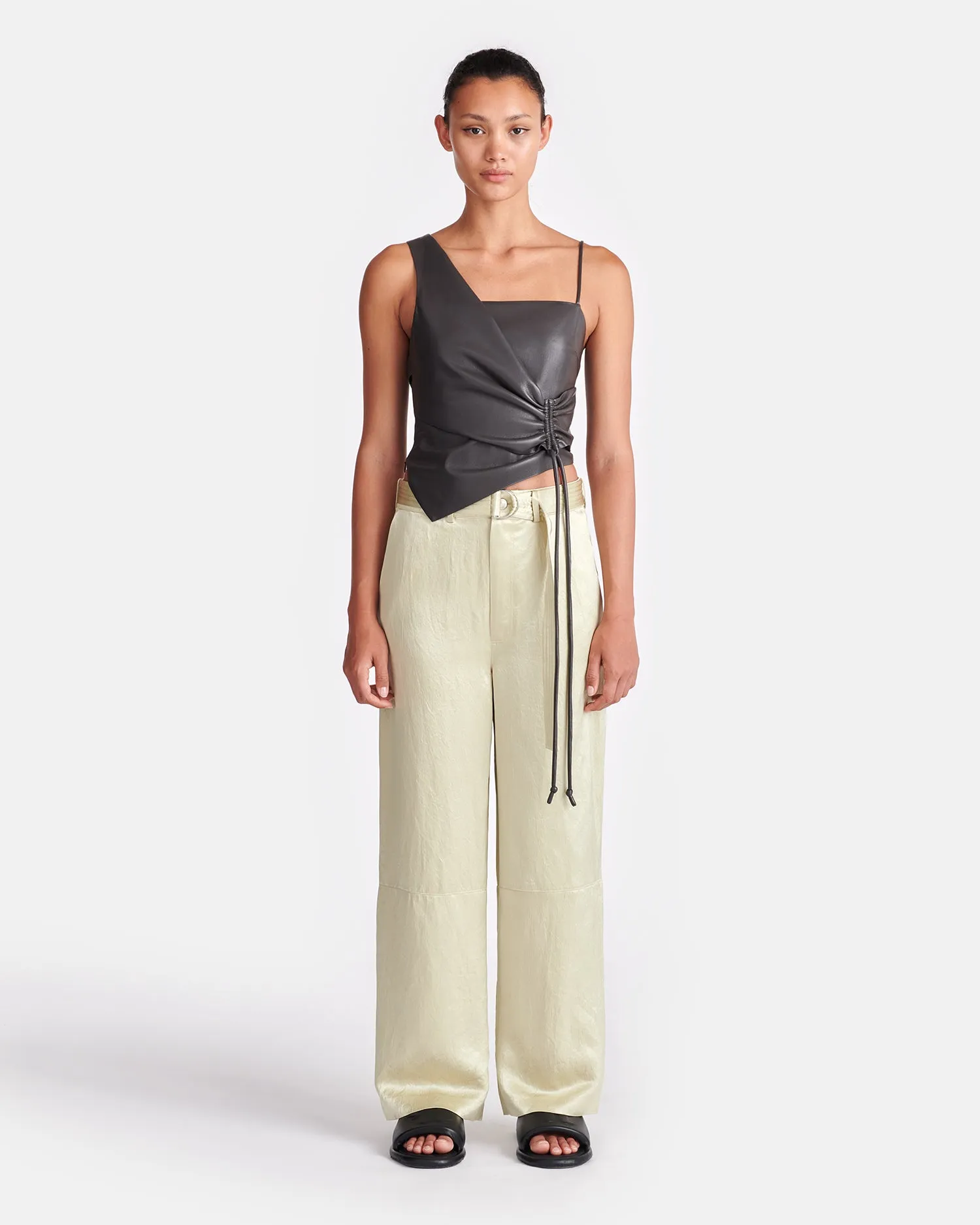 Chudel - Asymmetric Okobor™ Alt-Leather Top - Midnight Green